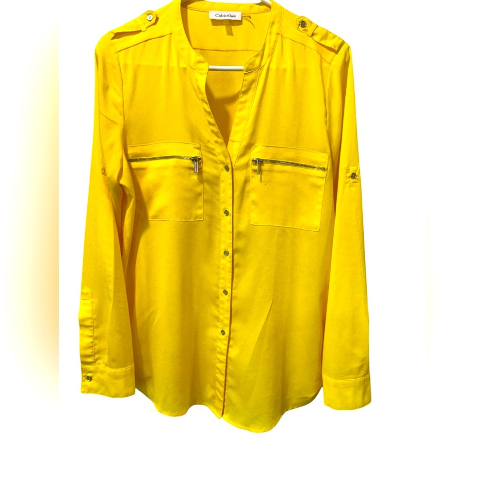 Calvin Klein Yellow Button-Up Blouse